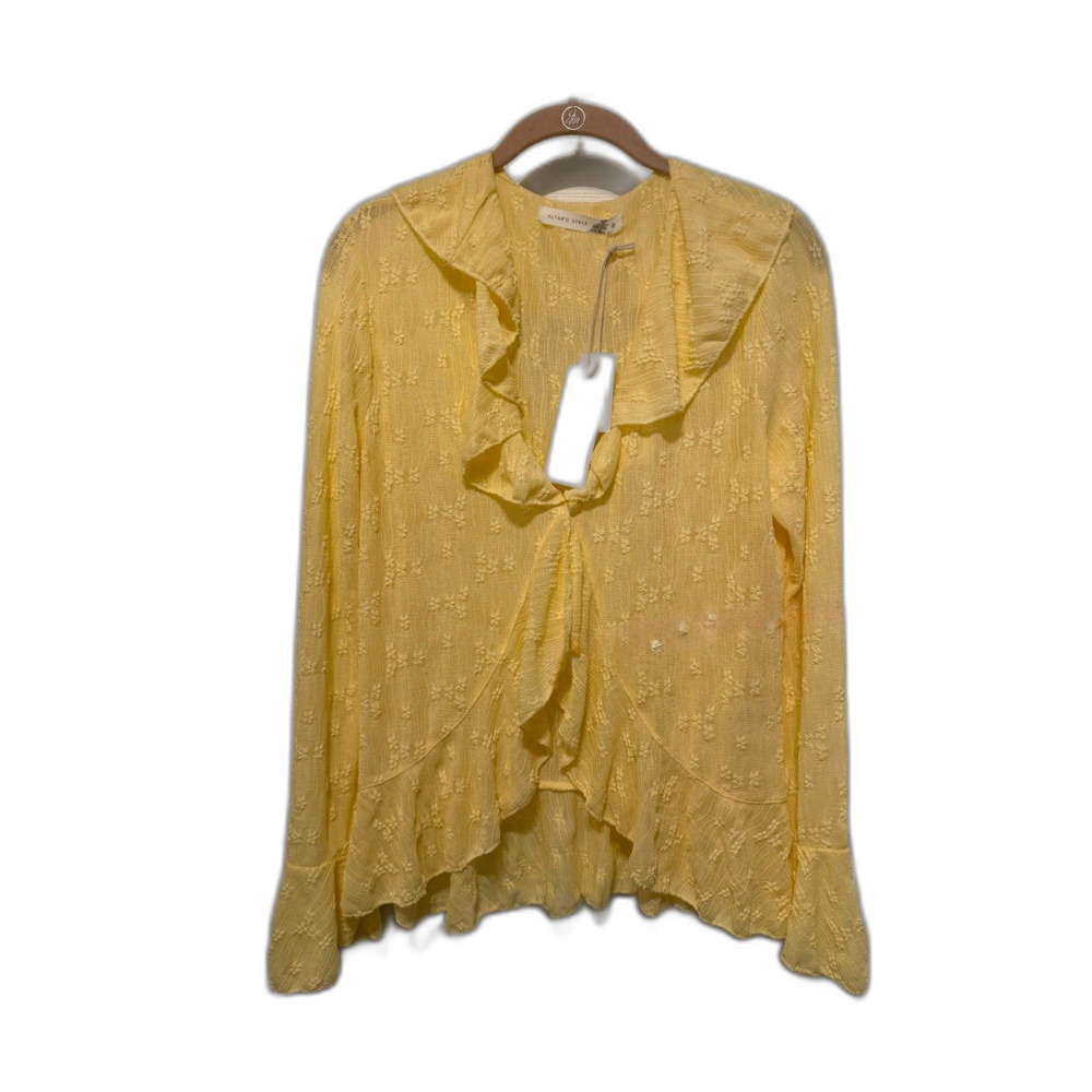 Altered State size small Yellow ruffle lace  top